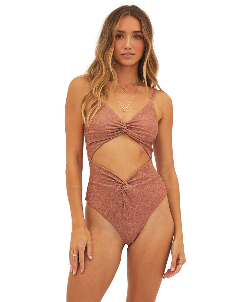 Hollow sexy suspender one-piece swimsuit