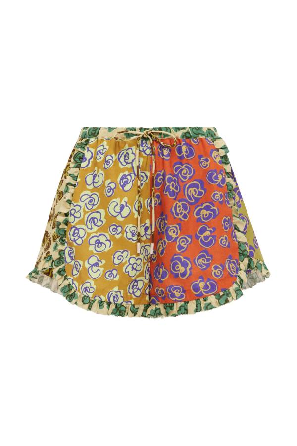 Color Block Floral Print Shirt & Shorts Two‑Piece Set
