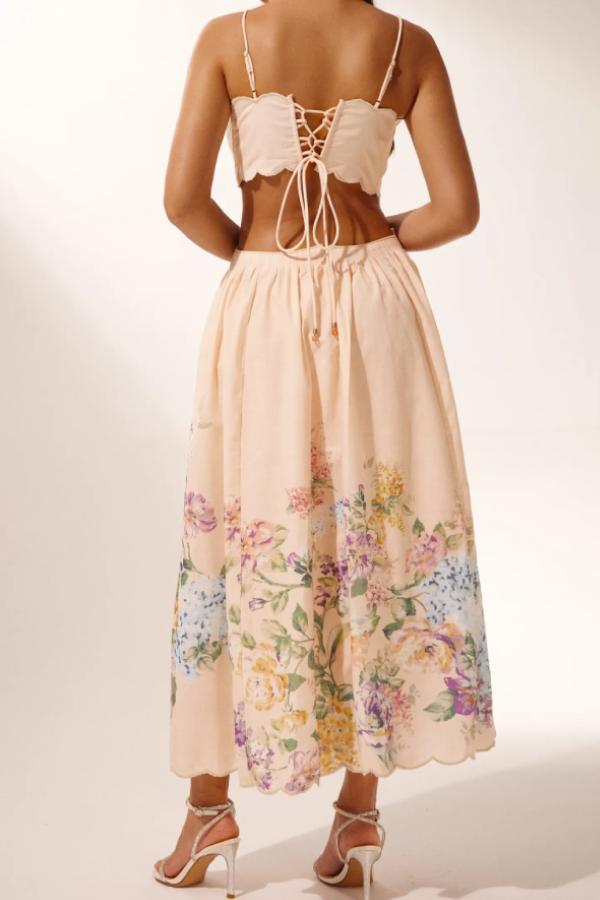 Floral Printed Cut-out Midi Dress