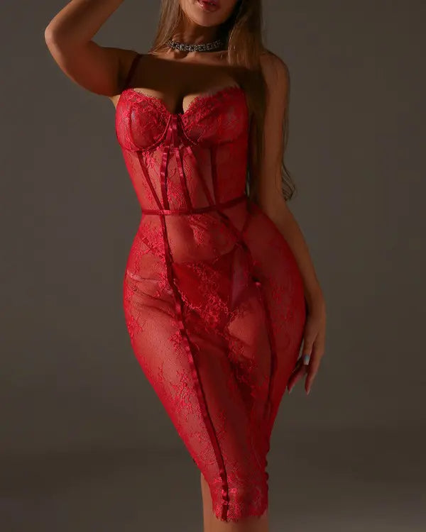 Eyelash Lace Spaghetti Strap Babydoll