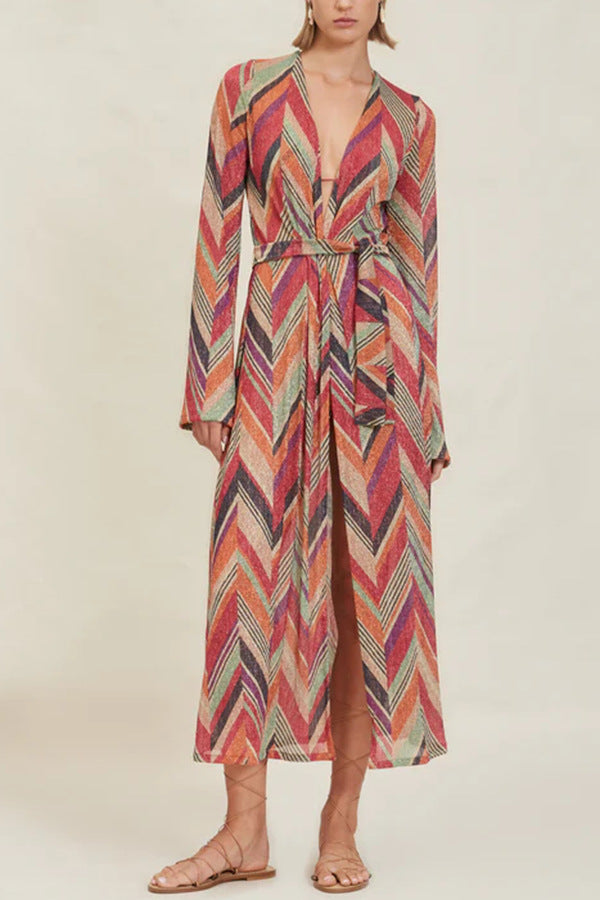 Colored Pattern Loose-fitting Sun Protection Cardigan