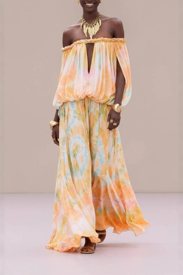 Off-the-Shoulder Cutout Wide-Leg Dress