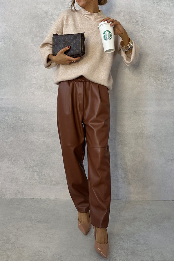 CAMEL LEATHER PANTS