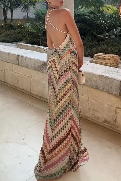 Missoni Summer Knit Colorful Herringbone Print Open Beck Maxi Dress –  SwimGirlsBoutique