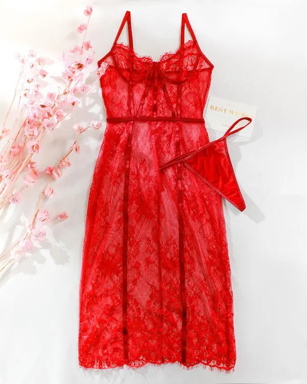 Eyelash Lace Spaghetti Strap Babydoll