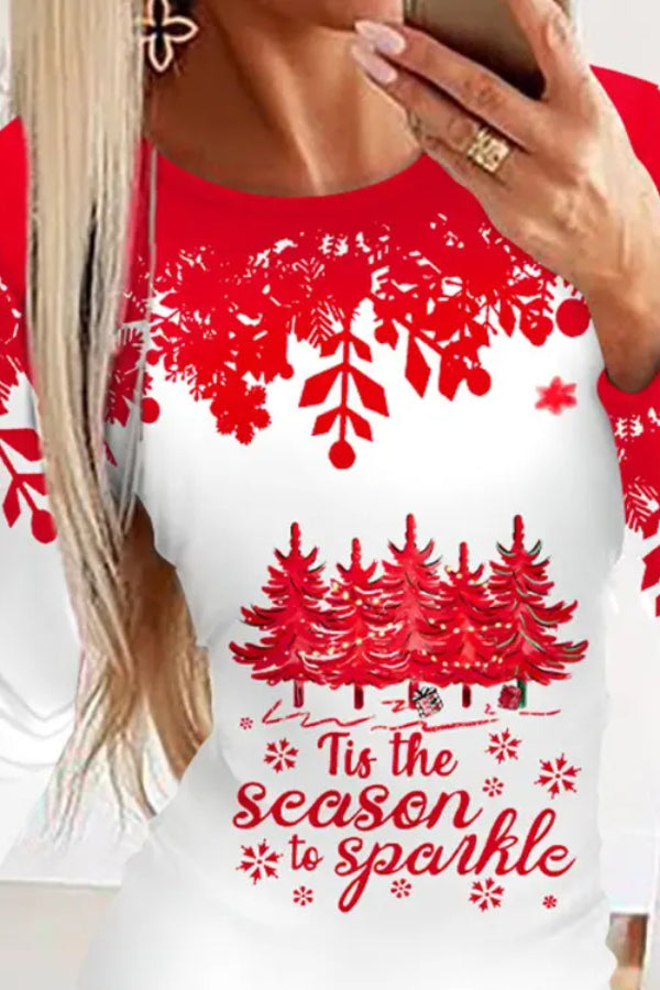 Christmas Tis The Season To Sparkle Graphic Print Bodycon Dress