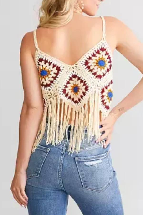 Floral Square Cropped Tank Top