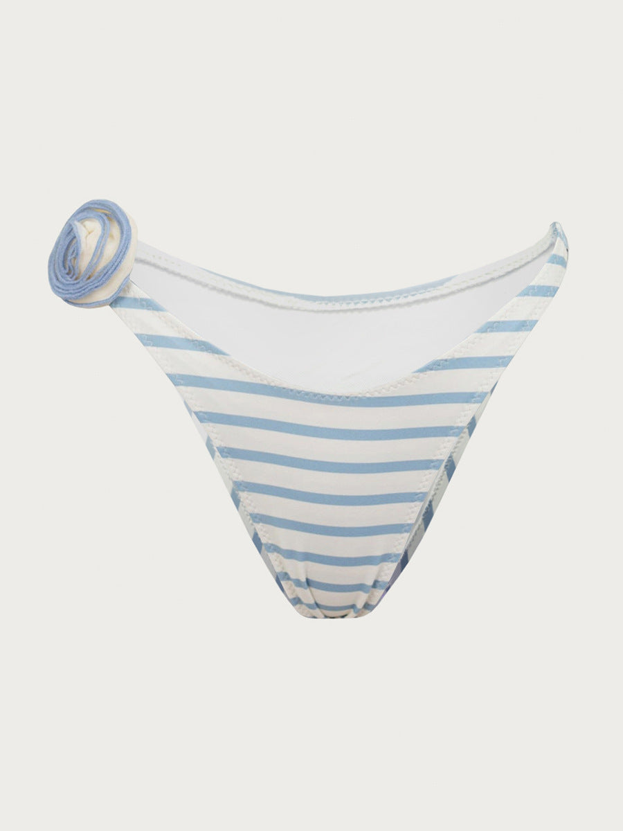 bandeau striped print high waist bikini