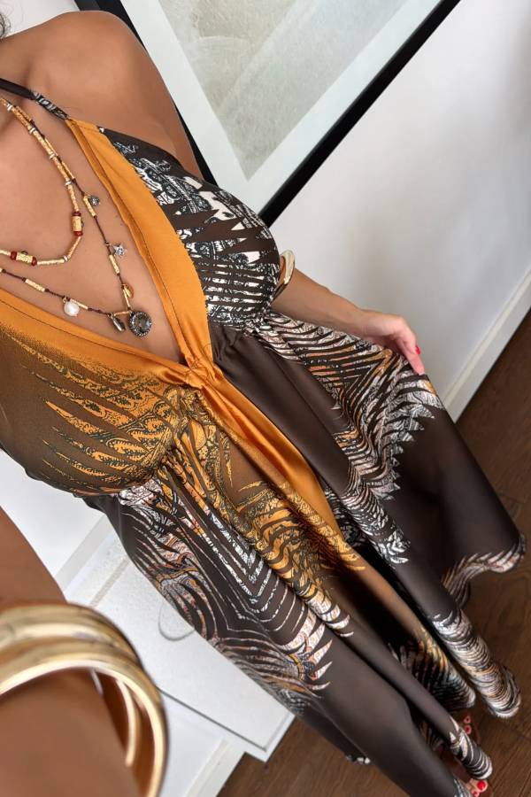 Halter Retro Print Maxi Vacation Dress