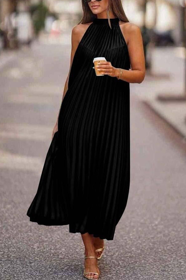 Take Me There Pleated A-line Loose Midi Dress