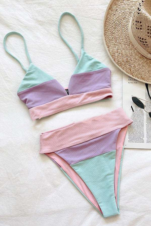 Cool In Colorblock Ribbed Bikini Swimsuit