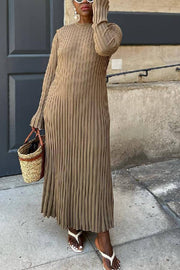 Big Pit Stripe Slimming Long sleeve Long Dress