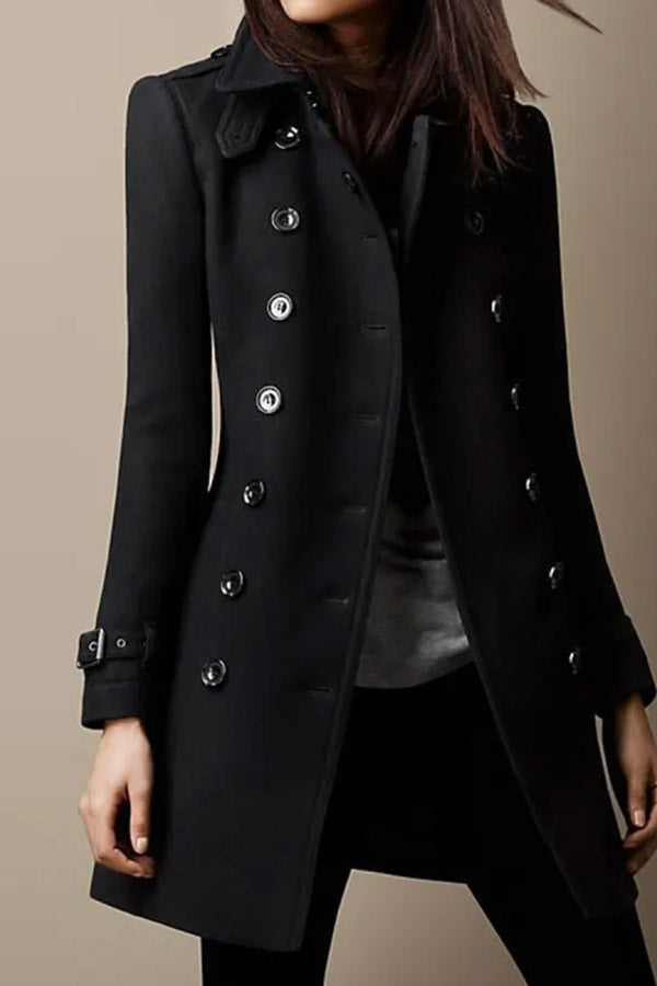 Casual Solid Lapel Long Sleeve Button Coat