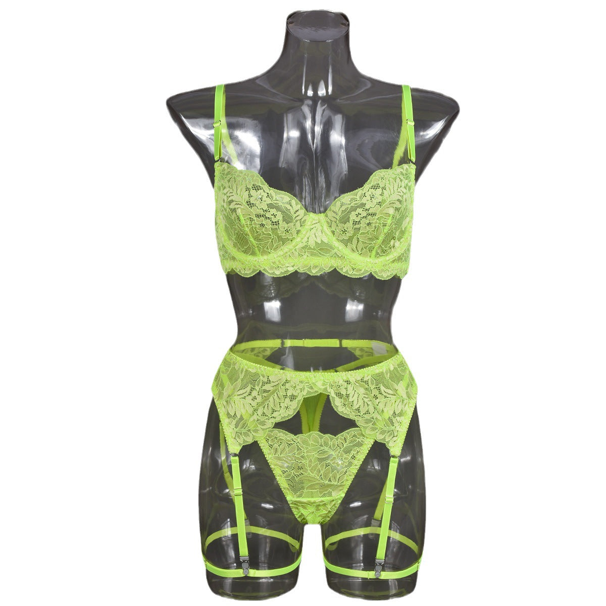 Sexy underwire bra, lace sexy lingerie 4-piece set