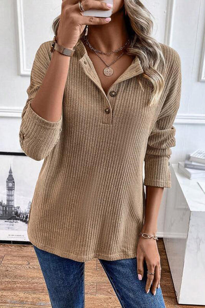 Stylish Buttoned Long Sleeve Sweater