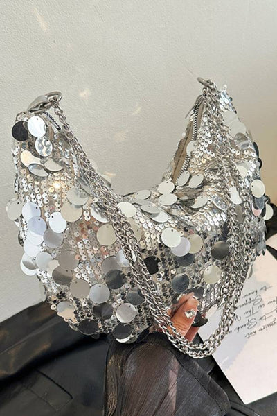 Streamer Sequin Chain Underarm Bag