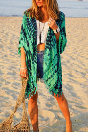 Beach vacation print tassel loose sun protection clothing