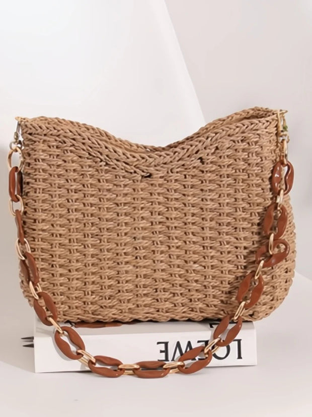 Square Chain Straw Bag