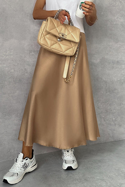 TAN SATIN SKIRT