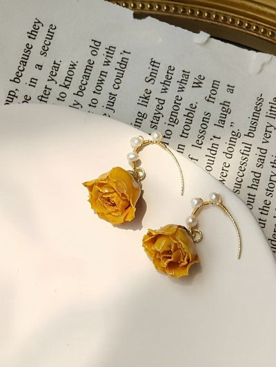 Orange Rose Earrings - Hannah