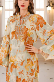 Maple Leaf Print Maxi Dress Robe