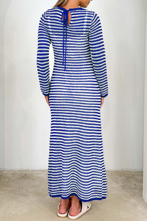 Long Striped Sweater Dress For Women