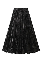 High-waisted A-line versatile mid-length slimming pleated skirt