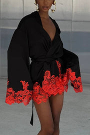 Rio Robe Black Orange Lace