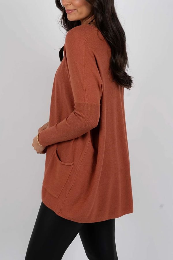 Winter Melodies Knit Crew Neck Front Pockets Oversized Sweater