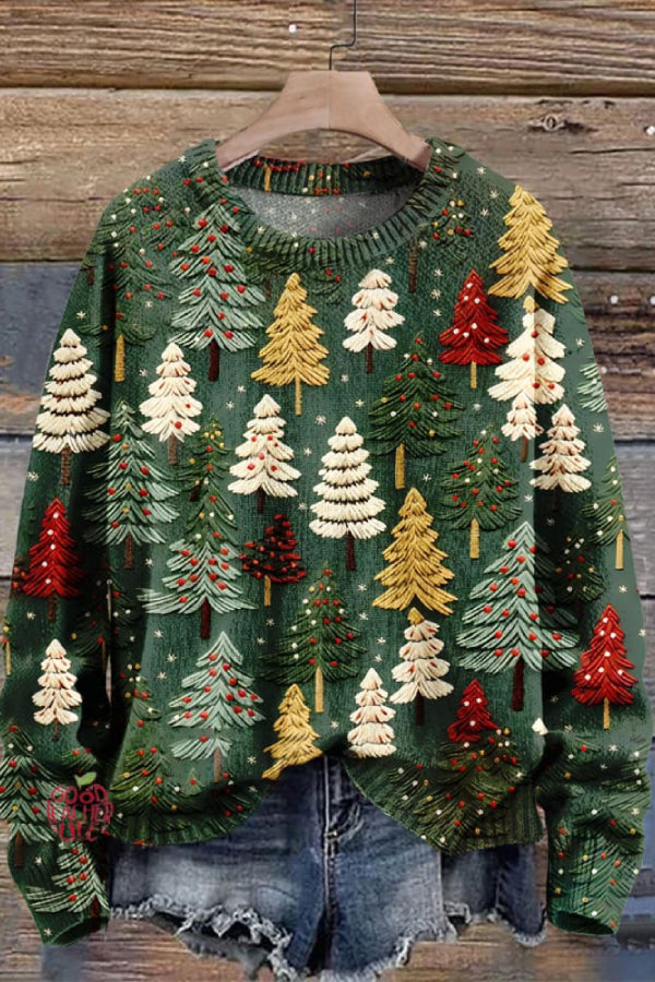 Christmas Gift Christmas Tree Art Print Knit Pullover Sweater