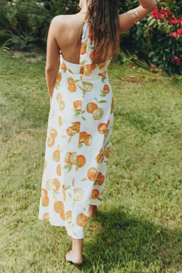 Halter neck printed maxi dress