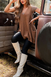 Fabulously Chic Knit Side Pocket Oversized Sweater Vest