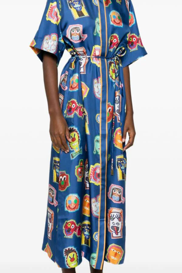 Unique Graffiti Fun Print Midi Dress