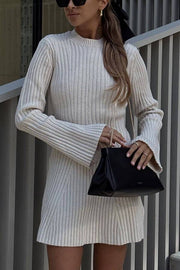 Long Sleeve Knitted Cotton Sweater Dress