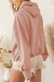 Zip Drawstring Long Sleeve Hoodie