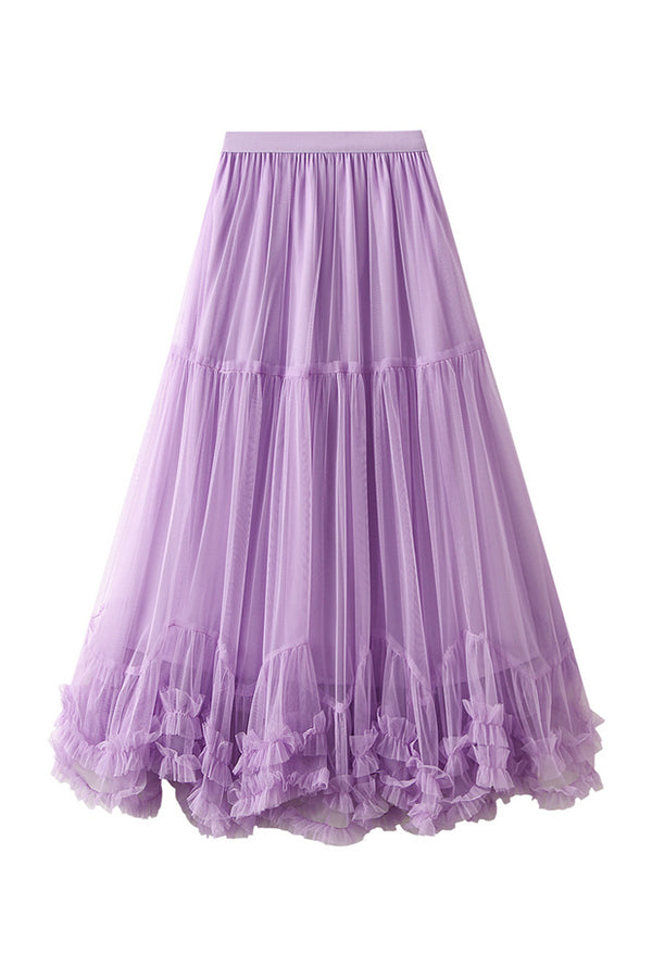 Sweet fungus lace A-line tutu skirt with large hem