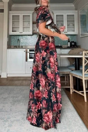 BHLDN Amelia Deep-V Stretch Velvet Maxi Dress