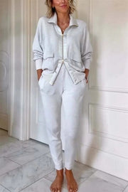 Lissett Zip-Through Long Sleeve Loose Sweatshirt and Elastic Waist Pocket Jogger Set
