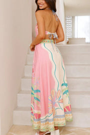 Unique Halter Neck Strappy Backless Maxi Dress