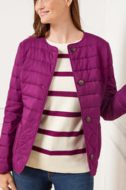 QUILTED COLLARLESS JACKET