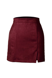 High-waist zipper autumn and winter A-line solid color skirt