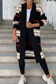 Casual Street Striped Patchwork V Neck Outerwear