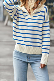 Frenchy Striped Pattern Drop Shoulder Sweater