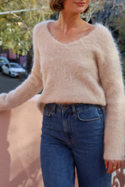 Alpaca V-Neck Knit In Cream