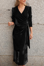 New autumn and winter velvet chiffon strappy dress