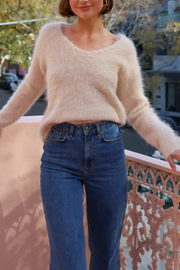 Alpaca V-Neck Knit In Cream