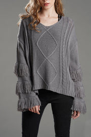 LOOK WHAT YOU MADE ME DO TASSEL KNIT SWEATER