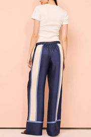 Striped Patchwork Unique Printed Elastic Waist Pocket Wide Leg Pants