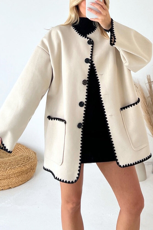 TORI CREAM WOOL LIKE SCARF TAILORED COAT