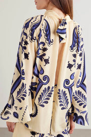 Exquisite Printed Satin A-line Skirt